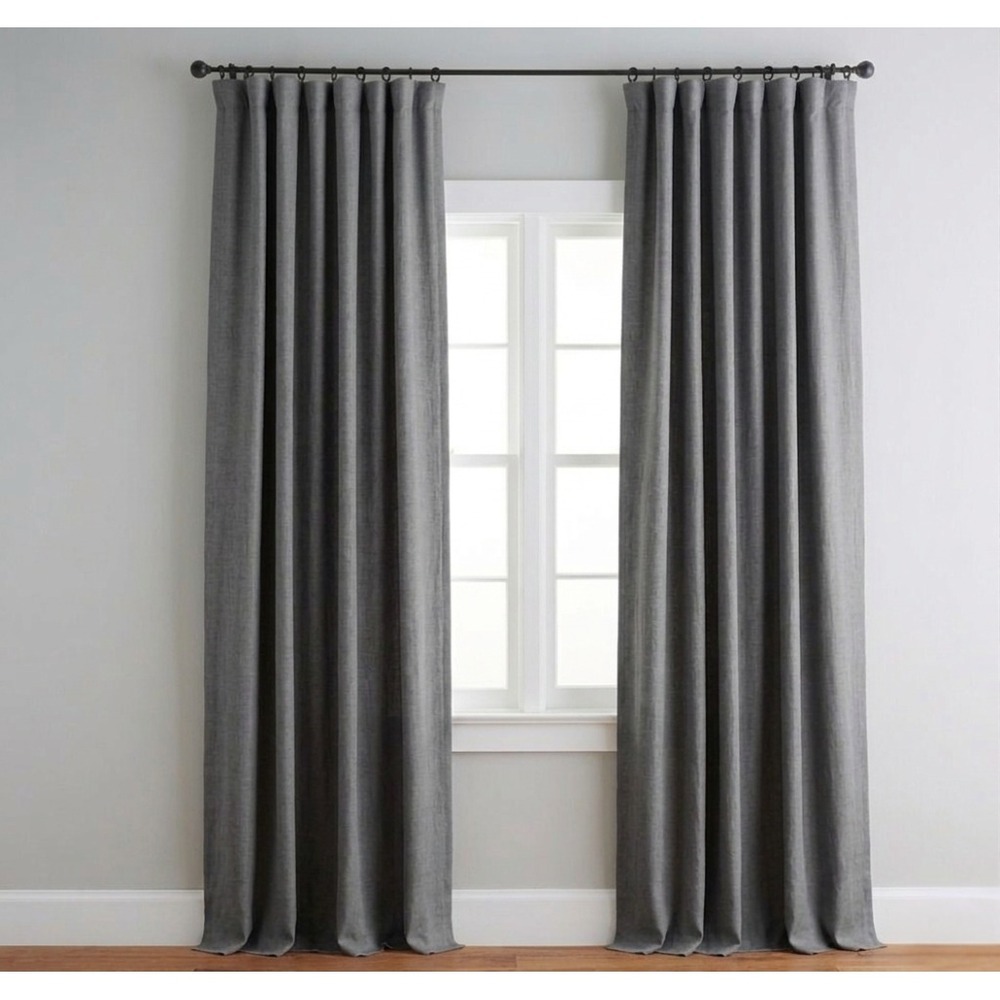 Pottery Barn Emery Linen Blackout Grommet Curtain Panels 50x84" Gray SET of 2